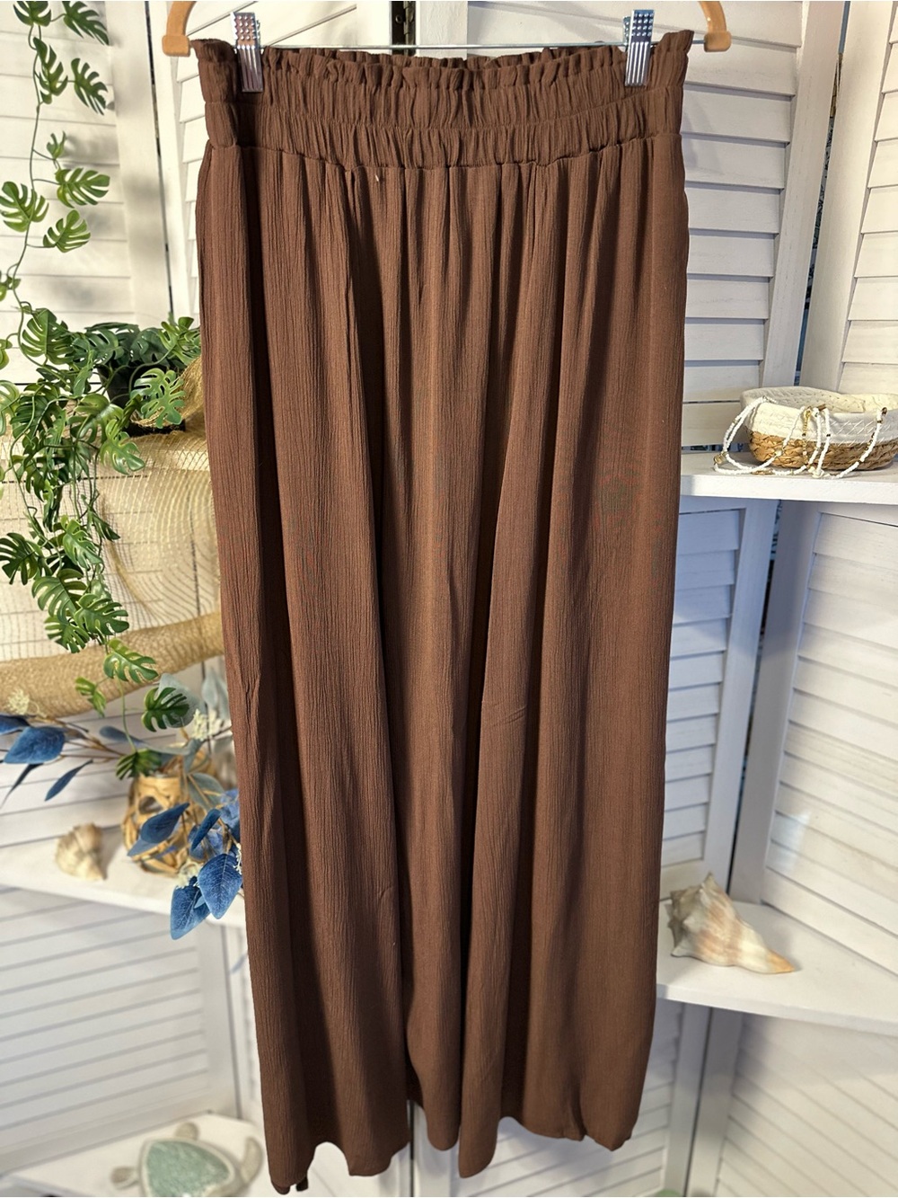 Zenana Outfitters Chocolate Brown Maxi Skirt with Smocked Waist - Picture 3 of 4